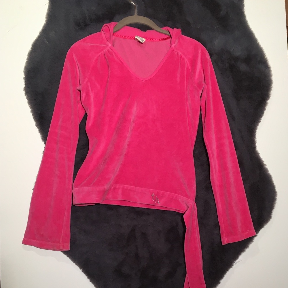 Tommy Hilfiger pink velvet hoodie